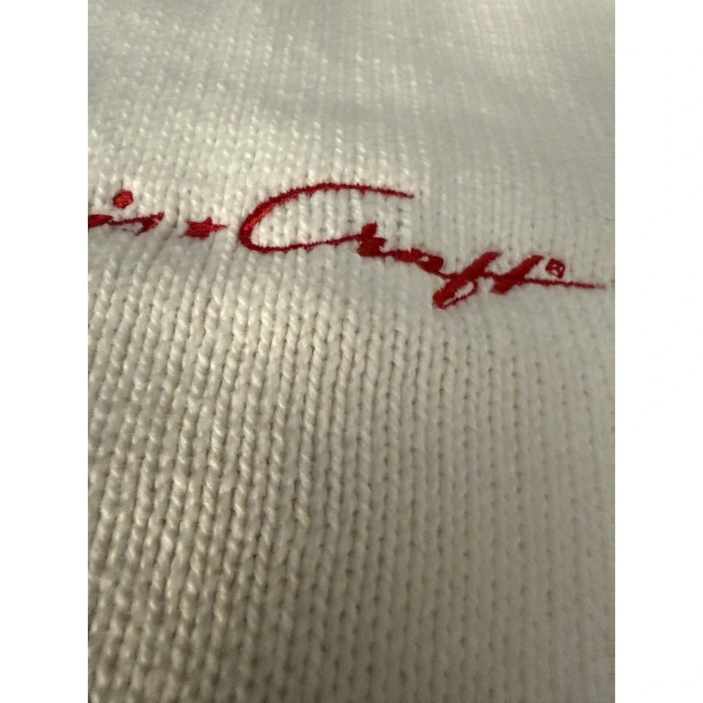 VTG Chris-Craft Oak Creek Mens XXL V-Neck Sweater White Cotton Knit USA Made